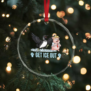 Get Ice Out Crystal Glass Ornament Funny Minnesota Loon Chasing Trump Pig TS12 Print Your Wear