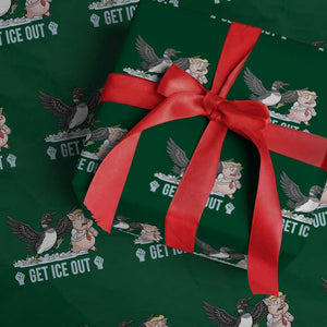Get Ice Out Wrapping Paper Roll Funny Minnesota Loon Chasing Trump Pig TS12 Green Print Your Wear
