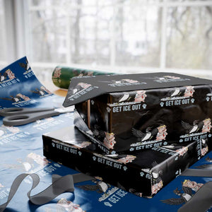Get Ice Out Wrapping Paper Roll Funny Minnesota Loon Chasing Trump Pig TS12 Black Print Your Wear