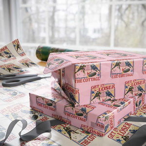 Get In Loser We’re Going To The Cottage Wrapping Paper Roll Hockey Romance LGBT Retro Summer Road Trip TS02 Light Pink Print Your Wear
