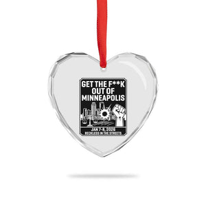 Get The F Out of Minneapolis Heart Crystal Glass Ornament January 8 2026 Reckless in the Streets Protest TS02 Print Your Wear