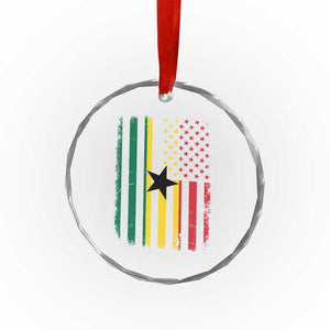 Ghana American Flag Crystal Glass Ornament Vintage Ghanaian Pride Heritage Graphic for Ghanaian Americans TS10 Print Your Wear