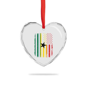 Ghana American Flag Heart Crystal Glass Ornament Vintage Ghanaian Pride Heritage Graphic for Ghanaian Americans