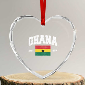 Ghana Est 1957 Ghanaian Flag Independence Day Heart Crystal Glass Ornament Ghanaian Heritage Pride