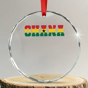 Ghana Flag Crystal Glass Ornament Varsity Lettering Design Ghanaian Pride Heritage Graphic TS10 Transparent Glass 3'' Circle Print Your Wear