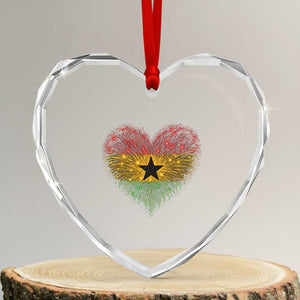 Ghana Flag Heart Ghanaian Flag Heart Crystal Glass Ornament Heart Fireworks Patriotic Independence Day Celebration Graphic
