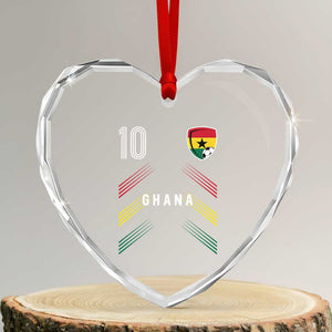 Ghana Soccer Sports Graphic Number 10 Jersey Style Heart Crystal Glass Ornament Proud Ghanaian Football Fans Game Day Pride