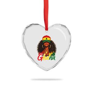 Ghanaian Princess Ghana Flag Melanin Heart Crystal Glass Ornament Black Girls
