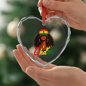 Ghanaian Princess Ghana Flag Melanin Heart Crystal Glass Ornament Black Girls