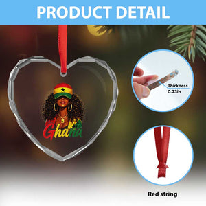 Ghanaian Princess Ghana Flag Melanin Heart Crystal Glass Ornament Black Girls