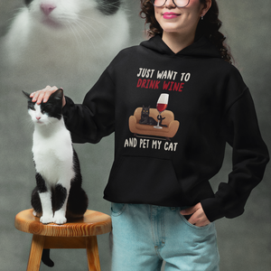 I Just Want to Drink Wine And Pet My Cat Hoodie TS09 Printyourwear
