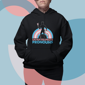 Satan Respects Pronouns Hoodie Transgender Pride Flag Devil Protect Trans Kids TS02 Printyourwear