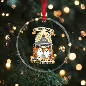 Gilmore Ghouls Halloween Ghost Crystal Glass Ornament Cute Couple Spooky Boo with Fall Gazebo TS02 Print Your Wear