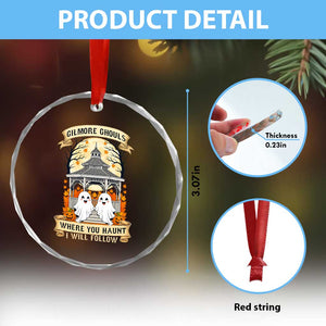 Gilmore Ghouls Halloween Ghost Crystal Glass Ornament Cute Couple Spooky Boo with Fall Gazebo TS02 Print Your Wear