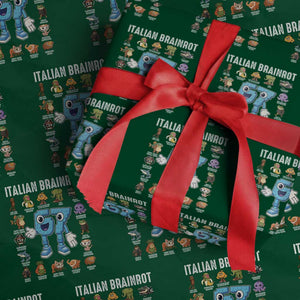 Italian Brainrot 67 Meme Wrapping Paper Roll Funny Six Seven Absurdist Viral Chaoscore Internet Humor Addicts TS02 Green Print Your Wear