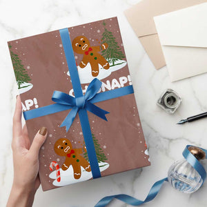 Gingerbread Wrapping Paper Roll Oh Snap Funny Christmas Cookie Baking Squad TS02 Mocha Print Your Wear