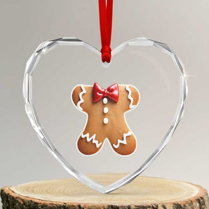 Gingerbread Man Heart Crystal Glass Ornament Christmas Cookie Costume TS10 Transparent Glass 3'' Heart Print Your Wear