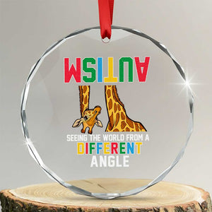 Giraffe Autism Awareness Crystal Glass Ornament Seeing World Different Angle TS02 Transparent Glass 3'' Circle Print Your Wear
