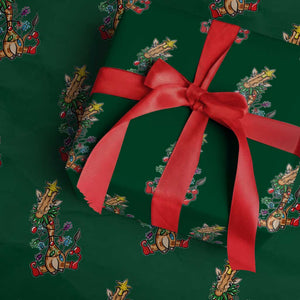 Giraffe Xmas Tree Wrapping Paper Roll Funny Giraffes Lover Gift TS02 Green Print Your Wear