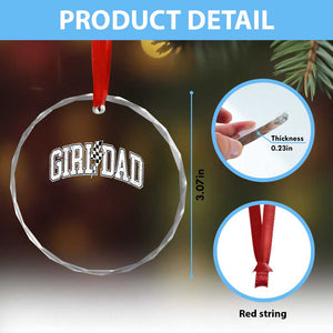 Girl Dad Lightning Bolt Checkered Varsity Daughter Daddy Crystal Glass Ornament TS11 Print Your Wear