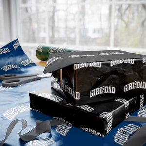 Girl Dad Lightning Bolt Checkered Varsity Daughter Daddy Wrapping Paper Roll TS11 Black Print Your Wear