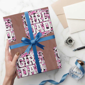 Girl Dad Wrapping Paper Roll Pink Camo Hunting Daddy Father's Day TS11 Mocha Print Your Wear