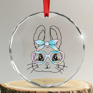 Girls Easter Bunny Crystal Glass Ornament Rabbit Face Tie Dye Glasses Happy Easter Day TS10 Transparent Glass 3'' Circle Print Your Wear