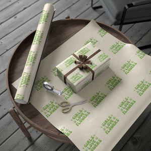 Girls Love Flowers Weed Cannabis Wrapping Paper Roll Funny Marijuana 420 Gift TS10 Beige Print Your Wear