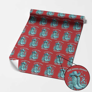 Give Sexual Assault The Boot Wrapping Paper Roll Cowgirl Awareness Month Teal Ribbon Support TS10 Red Print Your Wear