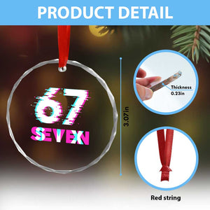 Glitch Optical Illusion Six Seven Meme Crystal Glass Ornament Gen Alpha Slang Gift TS12 Print Your Wear
