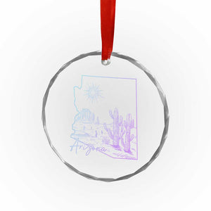 Glowing Arizona State Map Outline Graphic Crystal Glass Ornament Neon Gradient Cactus Desert Travel Souvenir