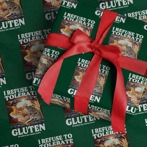 Gluten Intolerance Cat Meme Wrapping Paper Roll I Refuse To Tolerate Gluten TS10 Green Print Your Wear