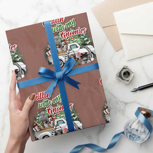 Gnome Christmas Wrapping Paper Roll Chillin With My Gnomies Xmas Truck TS02 Mocha Print Your Wear
