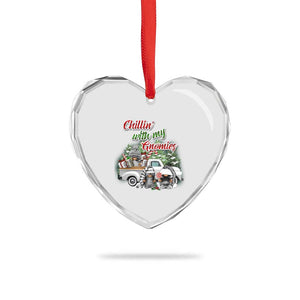 Gnome Christmas Heart Crystal Glass Ornament Chillin With My Gnomies Xmas Truck TS02 Print Your Wear