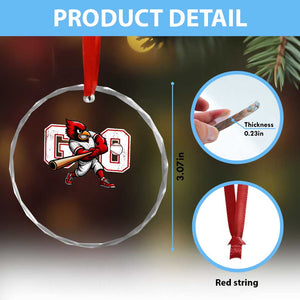 Go Cardinal Playing Baseball Graphic Crystal Glass Ornament for Sports Fan TS11 Print Your Wear
