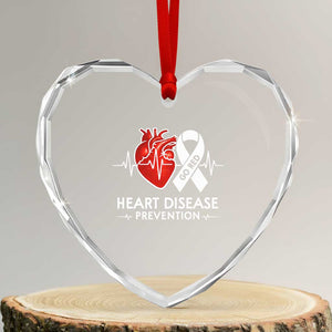 Go Red Heart Disease Prevention Heart Crystal Glass Ornament Heartbeat CHD Wear Red February Month TS10 Transparent Glass 3'' Heart Print Your Wear