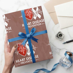 Go Red Heart Disease Prevention Wrapping Paper Roll Heartbeat CHD Wear Red February Month TS10 Mocha Print Your Wear