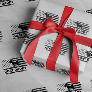 Goat Daddy Wrapping Paper Roll Funny Fathers Day Presents For Goat Dad US Flag TS10 White Print Your Wear