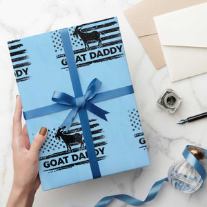 Goat Daddy Wrapping Paper Roll Funny Fathers Day Presents For Goat Dad US Flag TS10 Light Blue Print Your Wear
