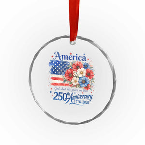God 250th Anniversary USA Flag Floral Crystal Glass Ornament Patriotic Freedom 4th of July 250 Years America TS10 Print Your Wear