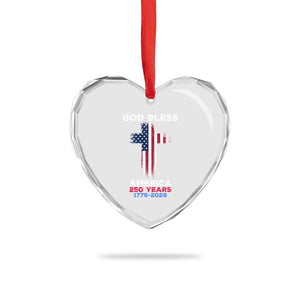 God Bless America 250 Years 1776-2026 Heart Crystal Glass Ornament Christian Cross Flag TS14 Print Your Wear
