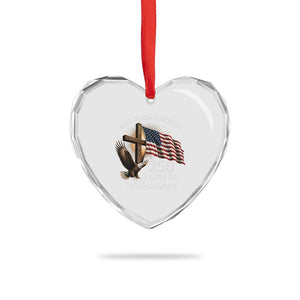 God Bless America 250 Years Of Blessings Heart Crystal Glass Ornament US 250th Anniversary Bald Eagle American Flag