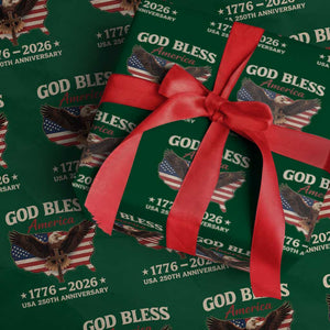 God Bless America 250th Anniversary Wrapping Paper Roll 250 Years USA 4th Of July TS10 Green Print Your Wear