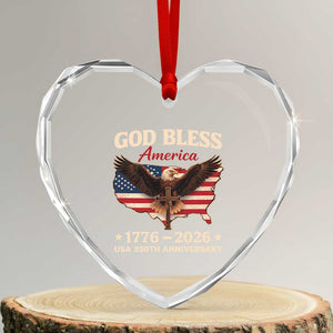 God Bless America 250th Anniversary Heart Crystal Glass Ornament 250 Years USA 4th Of July TS10 Transparent Glass 3'' Heart Print Your Wear