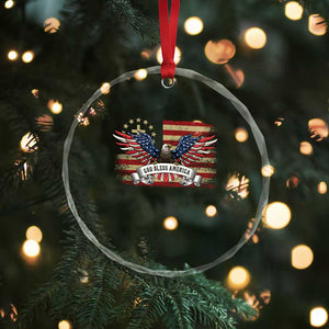God Bless America Crystal Glass Ornament Vintage Eagle Christian Cross Flag 4th Of July TS10 Print Your Wear