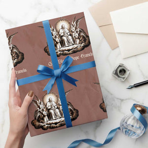 God Bless Pope Francis Wrapping Paper Roll Memorial Angel Catholic Faith & Unity TS02 Mocha Print Your Wear