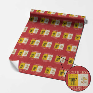 God Bless Pope Leo XIV Wrapping Paper Roll 267th Pope Vatican Flag TS02 Red Print Your Wear