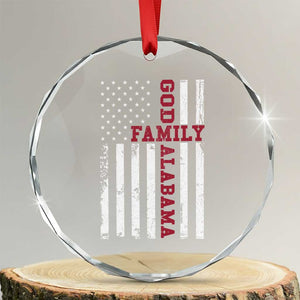 God Family Alabama Crystal Glass Ornament AL Game Day Christian American Flag