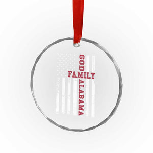 God Family Alabama Crystal Glass Ornament AL Game Day Christian American Flag