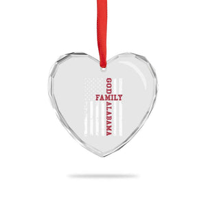 God Family Alabama Heart Crystal Glass Ornament AL Game Day Christian American Flag